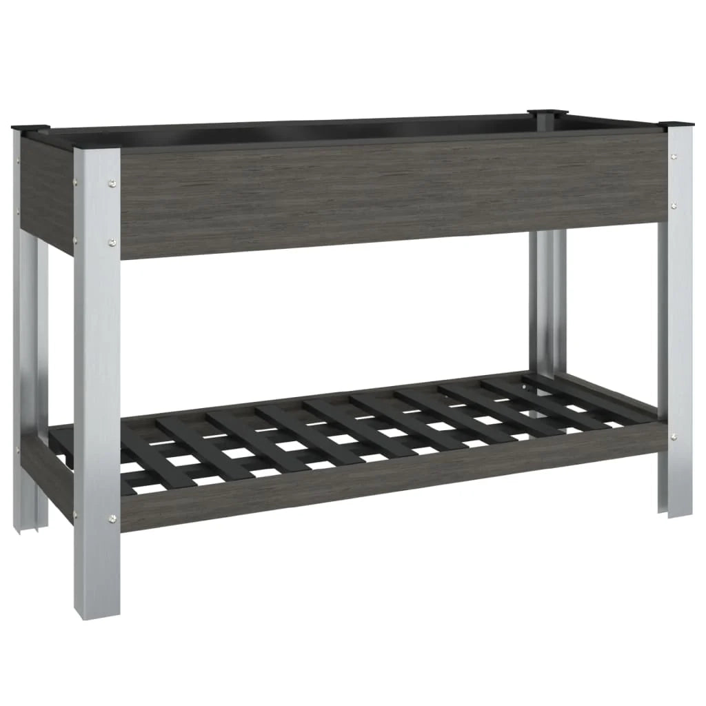 Vassoio per fioriera aiuola rialzata piante fiori terrazza giardino giardino con ripiano 120 x 50 x 75 cm WPC grigio 02_0039772