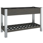 Vassoio per fioriera aiuola rialzata piante fiori terrazza giardino giardino con ripiano 120 x 50 x 75 cm WPC grigio 02_0039772