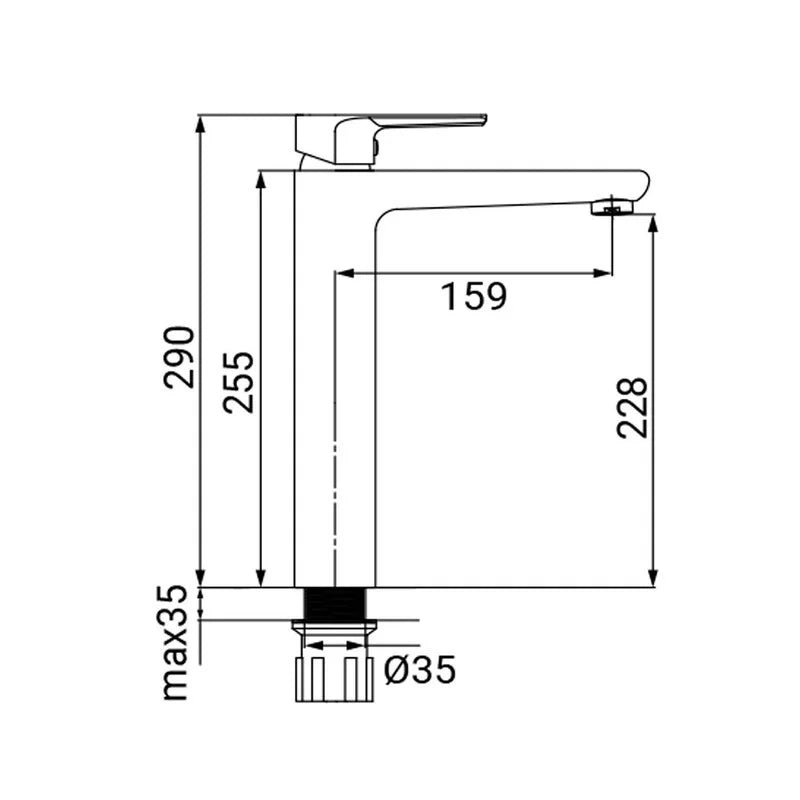 Miscelatore lavabo alto serie hope, finitura cromata