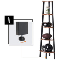 Mensola angolare Valora in ferro marrone rustico a 5 ripiani per soggiorno