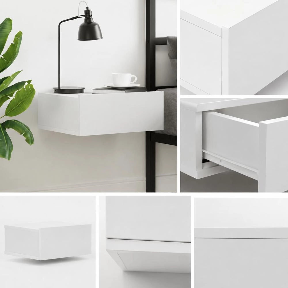 Hanging Bedside Table, White, 40x30x15 Cm, Wood Composite