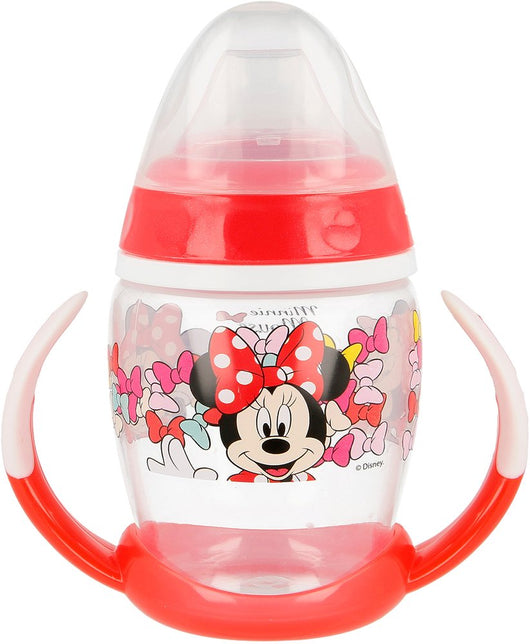 Tazza da Viaggio Originale Minnie da 250 ML in plastica per bambini, facile da lavare e riutilizzabile, con ugello e manici facili da usare.