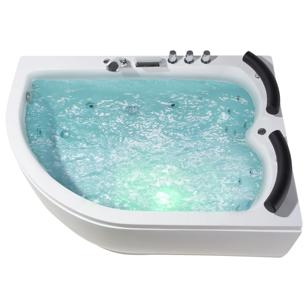 Vasca Idromassaggio Acrilico Bianco Luci LED Angolare versione sinistra 158 x 113 cm