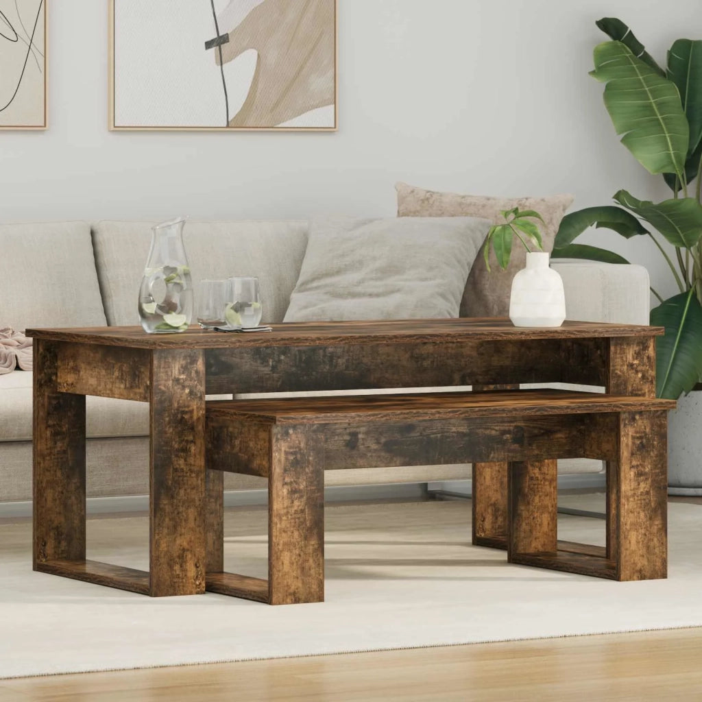 Set di Tavolini da Caffè 2 pcs Rovere fumé Legno multistrato 8000136