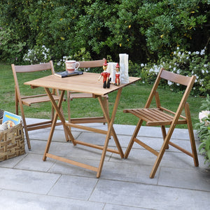 Set giardino tavolo Prince + 2 sedie Happy Hour in legno noce