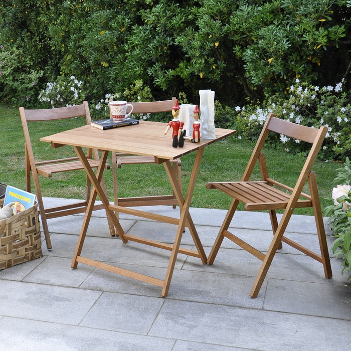 Set giardino tavolo Prince + 2 sedie Happy Hour in legno noce
