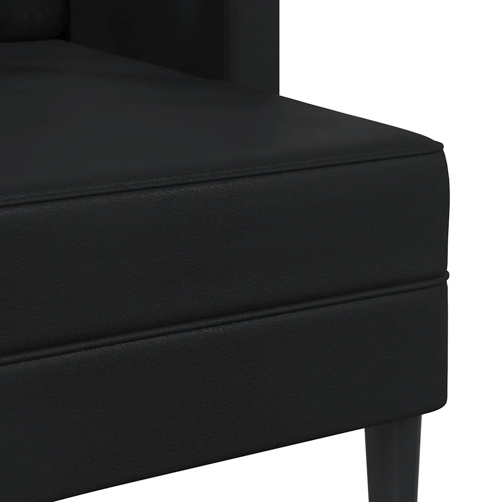 Divano | Divano da soggiorno | Sofa a 2 posti con chaise longue a L nero 125 cm in similpelle