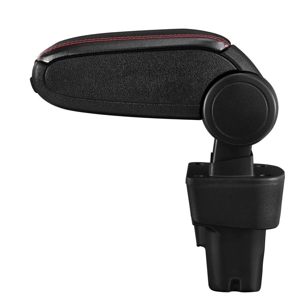 Bracciolo centrale per Kia Picanto 2a generazione con scomparto imbottito in similpelle nera con cuciture rosse 03_0000502