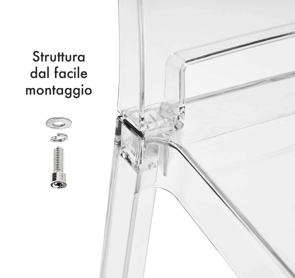Set Di 4 Sedie Cucina In Policarbonato Trasparenti Seduta Ergonomica Schienale Curvato Sedia Trasparente Casa Cucina Sala Bar Ristoranti Matrimoni Eventi Solide Resistenti Design Moderno