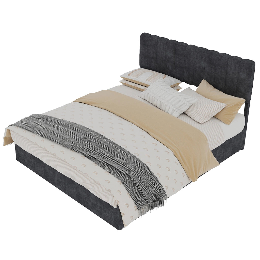 Letto Contenitore Imbottito con Testiera ¨C MINIMAL ¨C Grigio 140x200