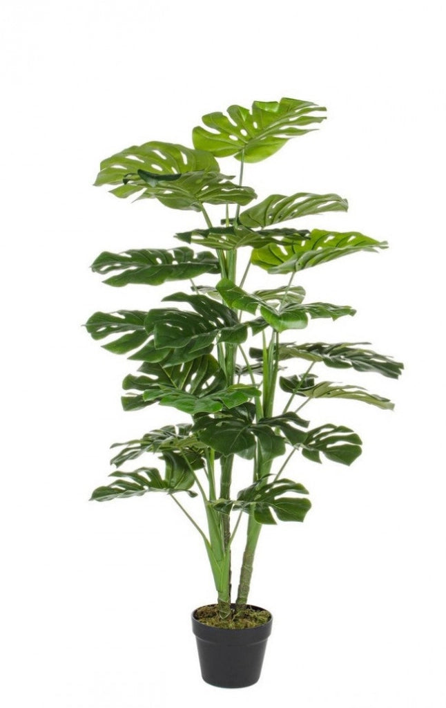 Set 2 Piante Artificiali di Filodendro 60x60x120 cm in Plastica con Vasi Verde