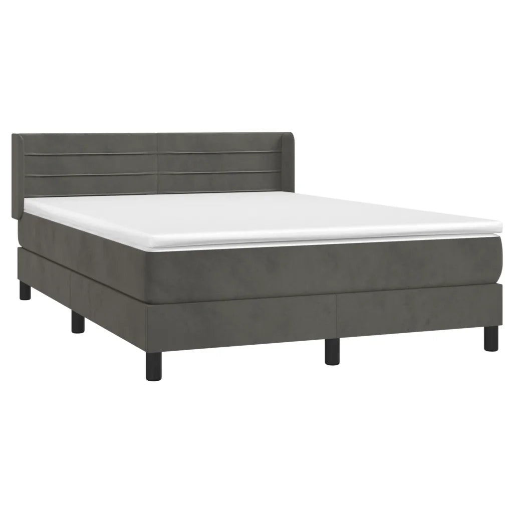 Giroletto a Molle con Materasso Grigio Scuro 140x190 cm Velluto cod mxl 63313