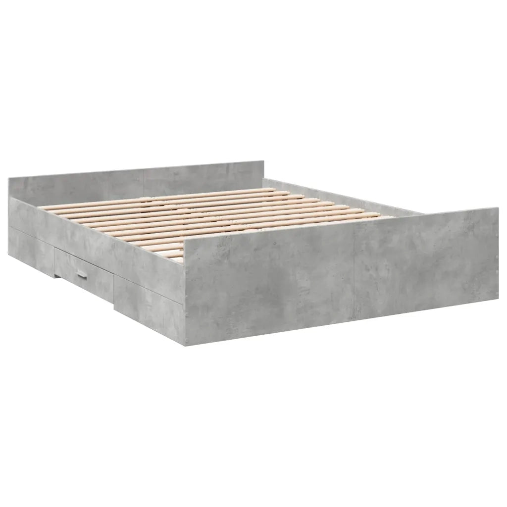 Giroletto Cassetti Grigio Cemento 140x200 cm Legno Multistrato