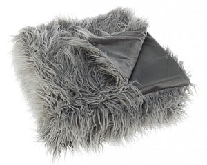 Plaid Pelo Lungo Grigio Moderno da Interno 120x150 - IBRAHIM