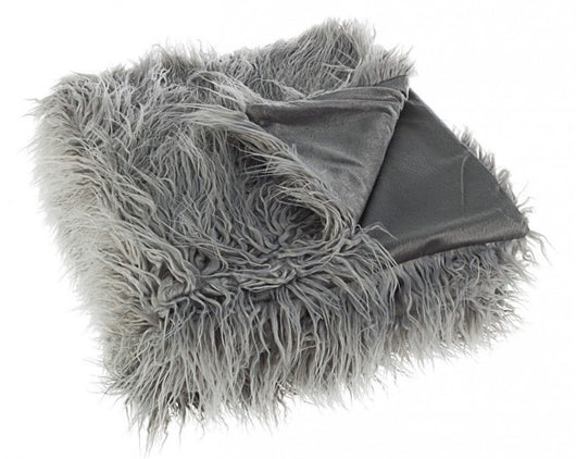 Plaid Pelo Lungo Grigio Moderno da Interno 120x150 - IBRAHIM