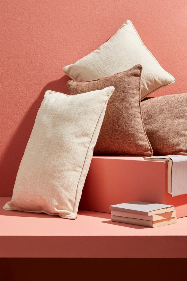 Set 4 Cuscini in Microfibra Marrone Moderni da Interno - REN Colore: Avorio, Dimensione: 40x60