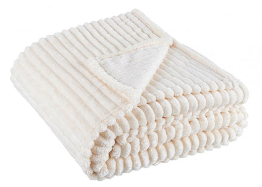 Plaid Matrimoniale in Pile Verde Moderno 150x200 - NIKO Colore: Avorio