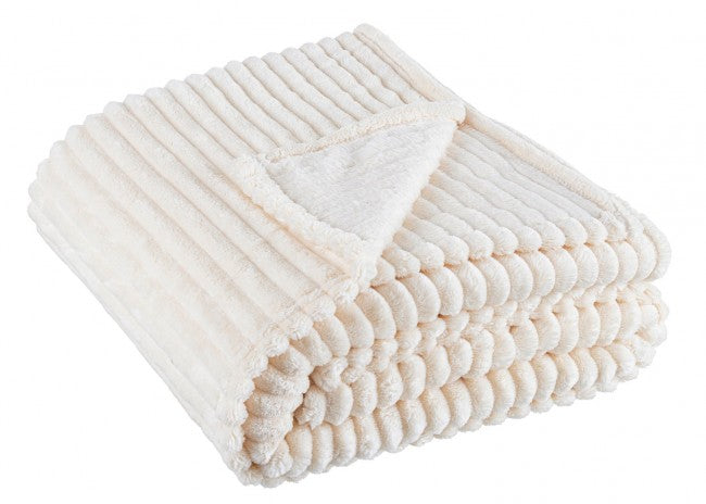 Plaid Matrimoniale in Pile Verde Moderno 150x200 - NIKO Colore: Avorio