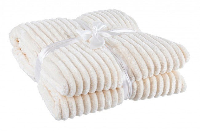 Plaid Matrimoniale in Pile Verde Moderno 150x200 - NIKO Colore: Avorio