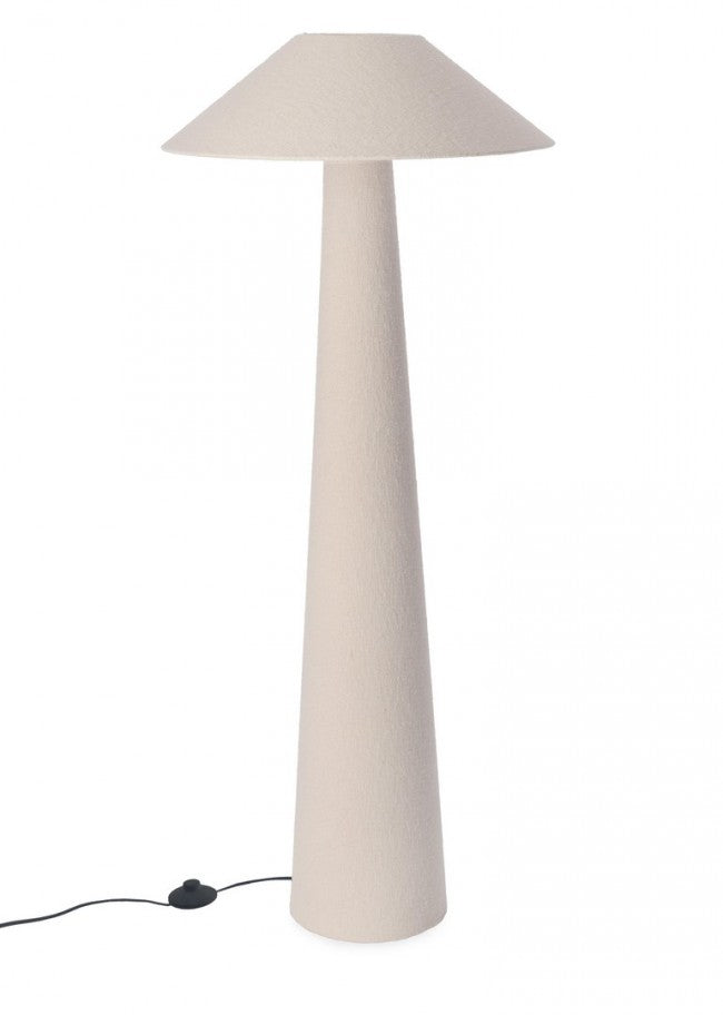 Lampada da Terra in Bouclé Beige Moderna da Interni H120 - KIAN