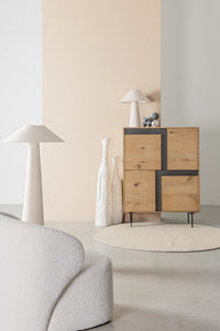 Lampada da Terra in Bouclé Beige Moderna da Interni H120 - KIAN