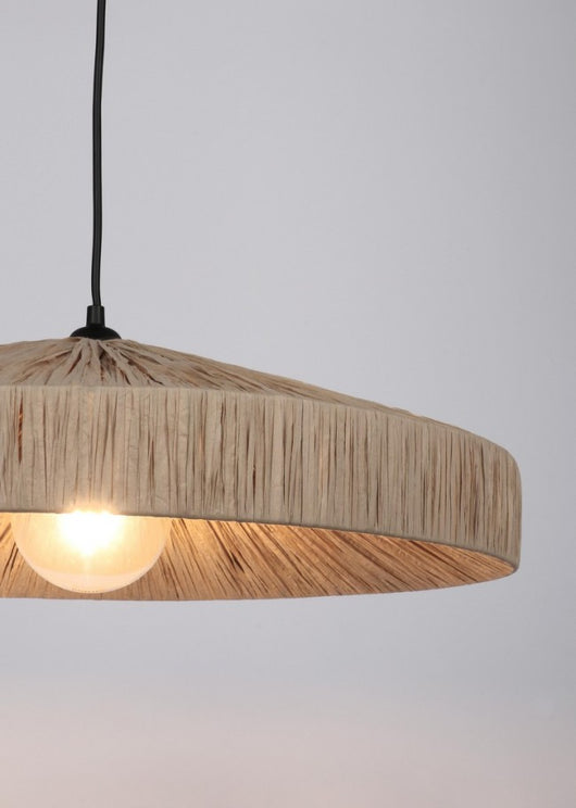 Lampadario in Rafia Naturale Marrone Boho da Interno - MEI-WEN Colore: Marrone, Dimensione: D 50