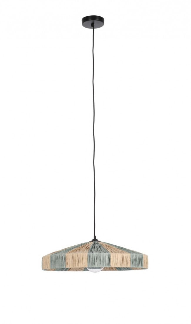 Lampadario in Rafia Naturale Marrone Boho da Interno - MEI-WEN Dimensione: D 50, Colore: Azzurro