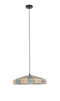 Lampadario in Rafia Naturale Marrone Boho da Interno - MEI-WEN Dimensione: D 50, Colore: Azzurro