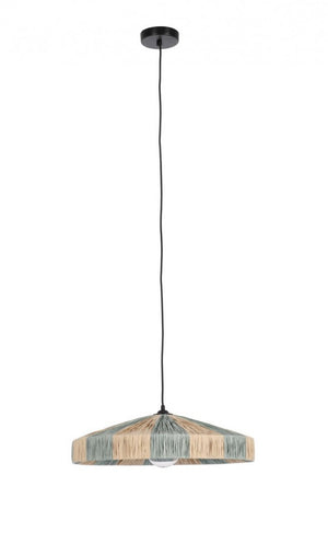 Lampadario in Rafia Naturale Marrone Boho da Interno - MEI-WEN Dimensione: D 50, Colore: Azzurro