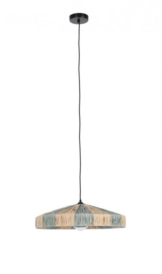 Lampadario in Rafia Naturale Marrone Boho da Interno - MEI-WEN Dimensione: D 50, Colore: Azzurro