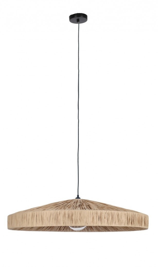 Lampadario in Rafia Naturale Marrone Boho da Interno - MEI-WEN Colore: Marrone, Dimensione: D 80