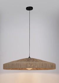 Lampadario in Rafia Naturale Marrone Boho da Interno - MEI-WEN Colore: Marrone, Dimensione: D 80