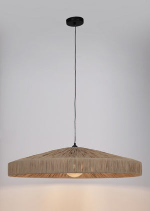 Lampadario in Rafia Naturale Marrone Boho da Interno - MEI-WEN Colore: Marrone, Dimensione: D 80