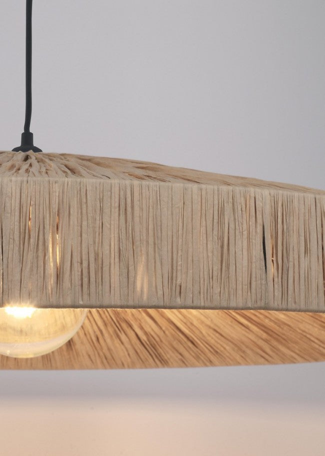 Lampadario in Rafia Naturale Marrone Boho da Interno - MEI-WEN Colore: Marrone, Dimensione: D 80