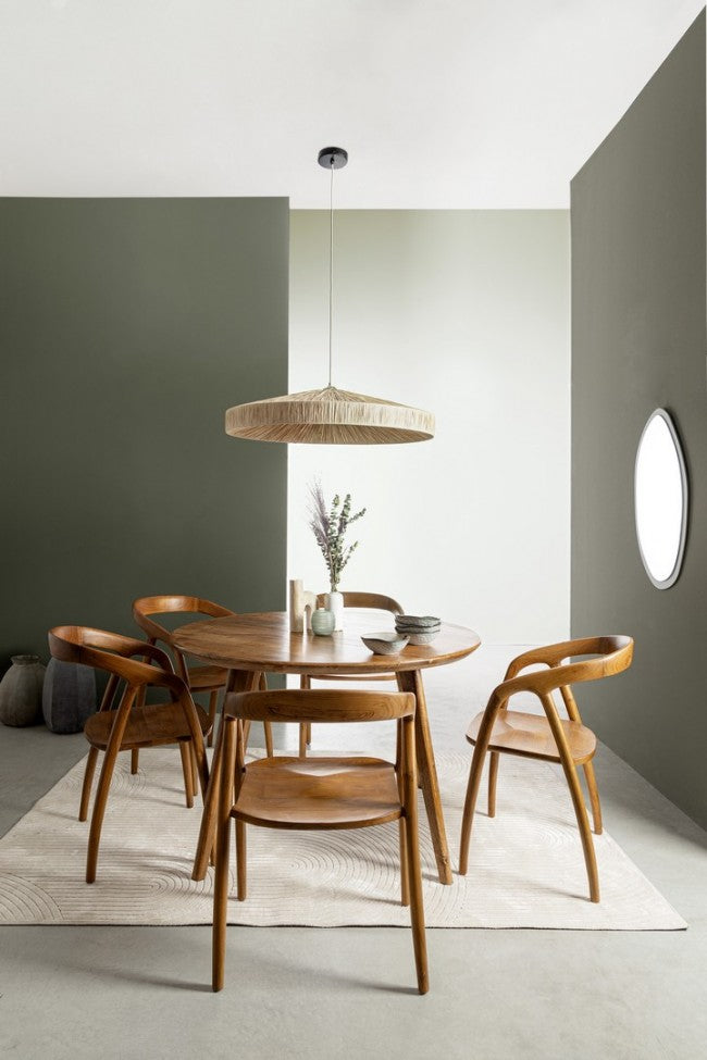 Lampadario in Rafia Naturale Marrone Boho da Interno - MEI-WEN Colore: Marrone, Dimensione: D 80