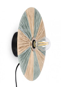 Lampada da Parete in Rafia Azzurra Boho da Interno - MEI WEN