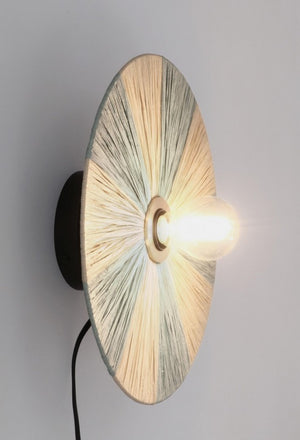 Lampada da Parete in Rafia Azzurra Boho da Interno - MEI WEN