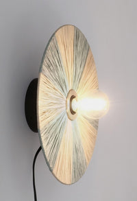 Lampada da Parete in Rafia Azzurra Boho da Interno - MEI WEN