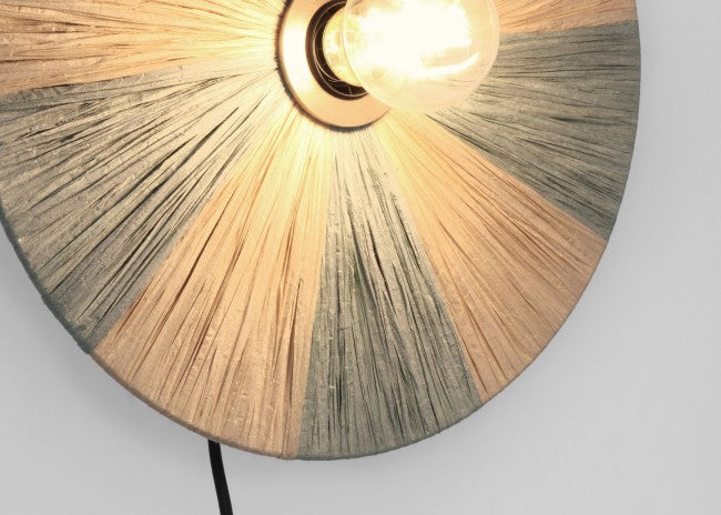Lampada da Parete in Rafia Azzurra Boho da Interno - MEI WEN