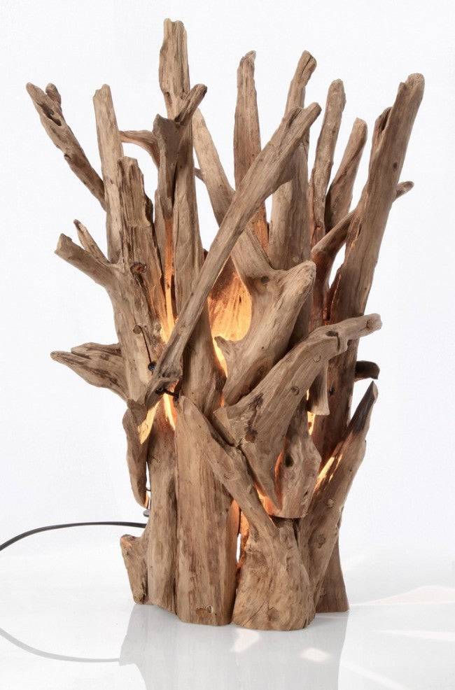 Lampada da Tavolo in Teak Marrone Rustica da Interno - ANANYA