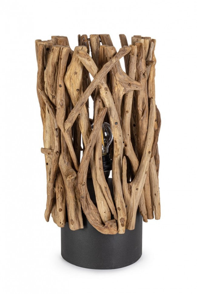 Lampada da Tavolo in Teak Marrone Rustica da Interni - ANANYA