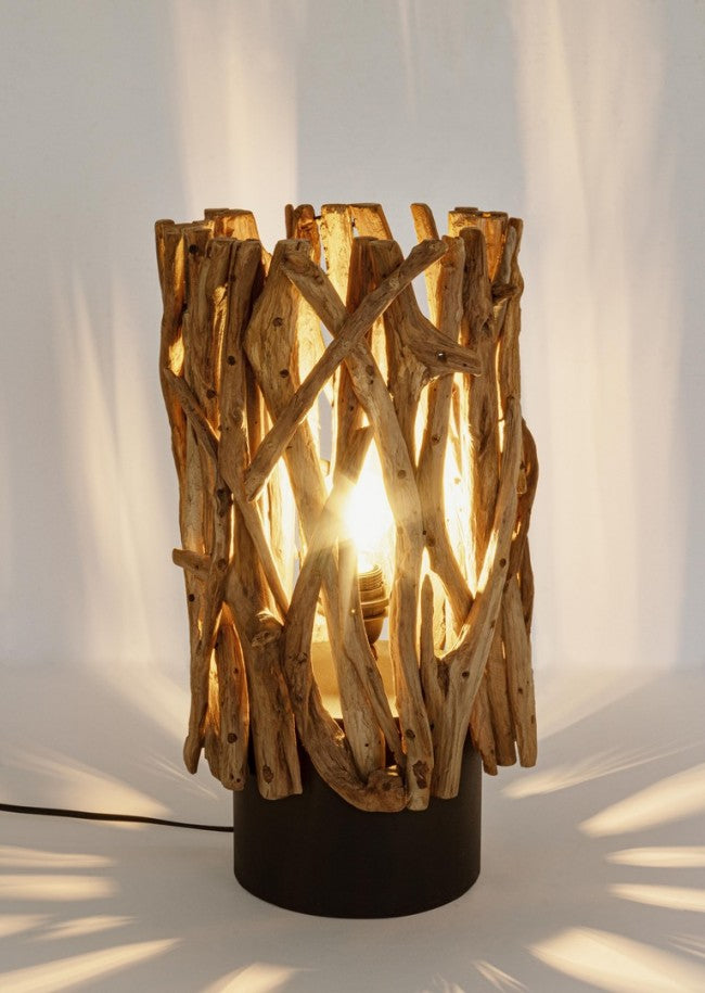 Lampada da Tavolo in Teak Marrone Rustica da Interni - ANANYA