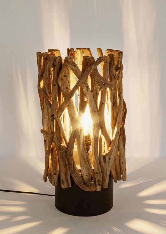 Lampada da Tavolo in Teak Marrone Rustica da Interni - ANANYA