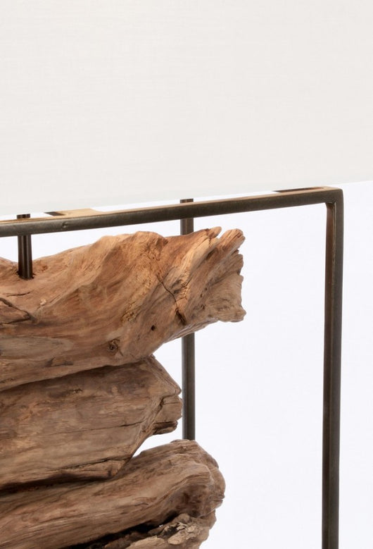 Lampada da Tavolo in Teak Bianco Moderna da Interni - ANANYA