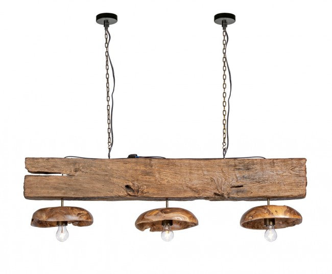 Lampadario in Teak Marrone Rustico da Interno - ANANYA