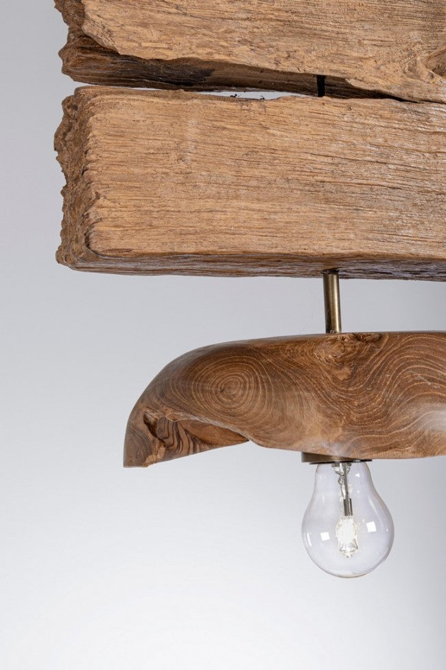 Lampadario in Teak Marrone Rustico da Interno - ANANYA
