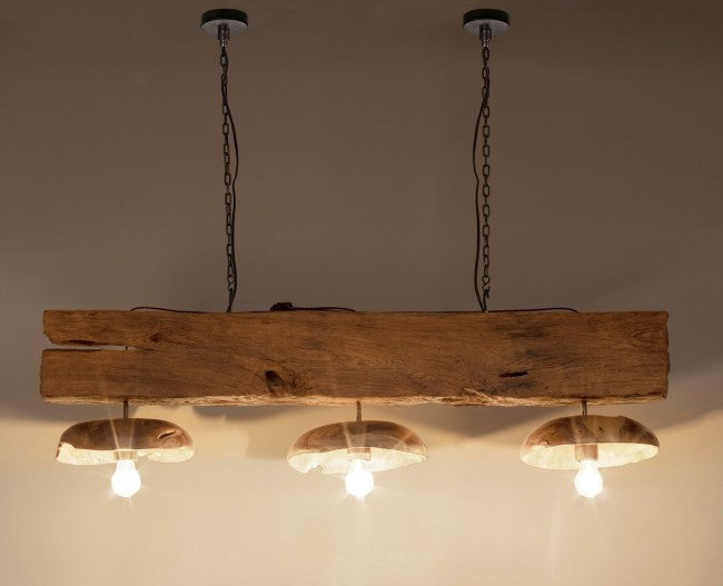 Lampadario in Teak Marrone Rustico da Interno - ANANYA