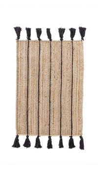 Tappeto in Iuta Bianco Rustico da Interno 60x90 cm - THOMAS Colore: Nero