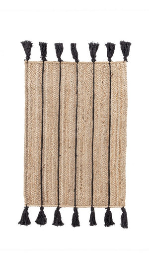 Tappeto in Iuta Bianco Rustico da Interno 60x90 cm - THOMAS Colore: Nero