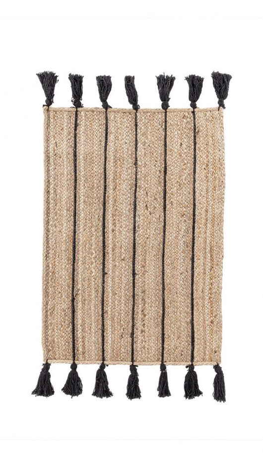 Tappeto in Iuta Bianco Rustico da Interno 60x90 cm - THOMAS Colore: Nero